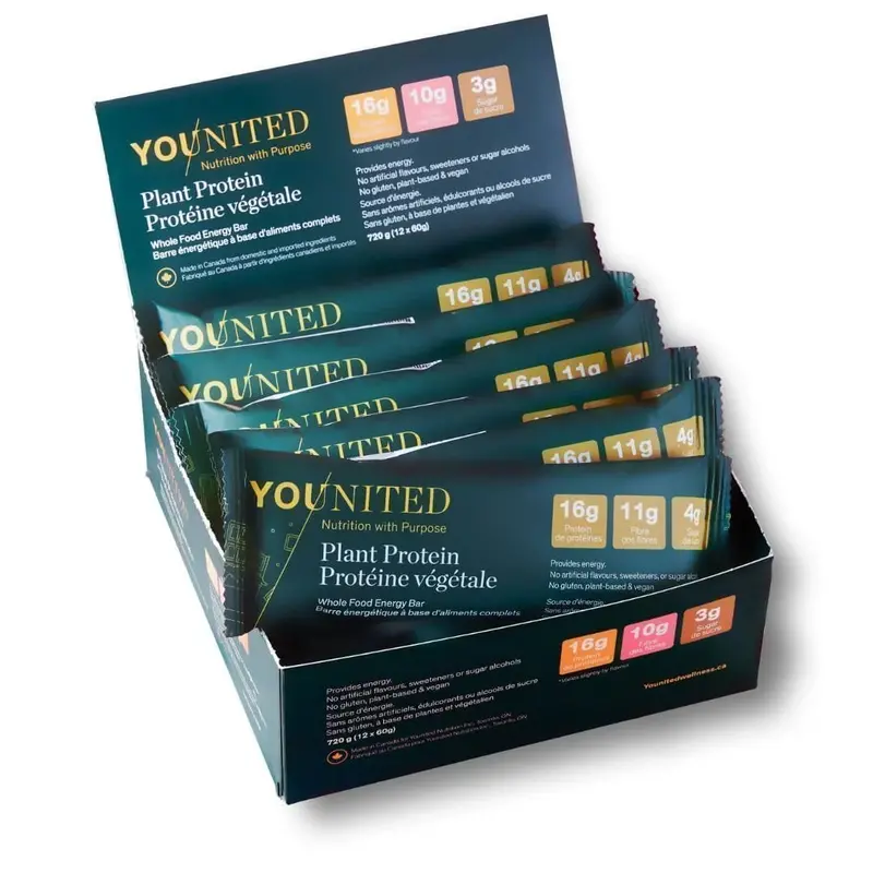 Younited Chocolate Plant Protein Energy Bar Case — 12 X 60G Bars 1