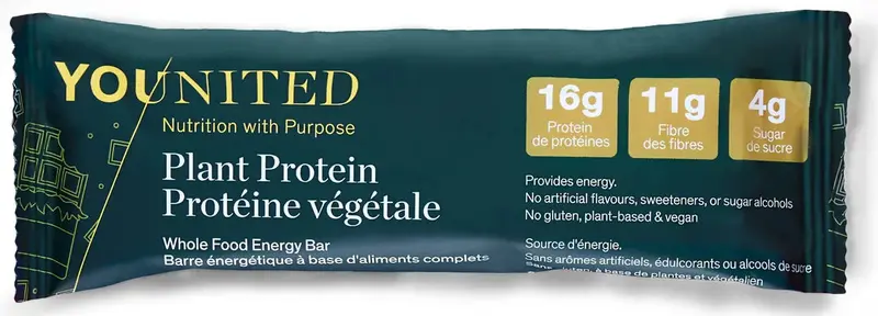 Younited Plant Protein Energy Bar — Chocolate, 60G On-The-Go Snack 1