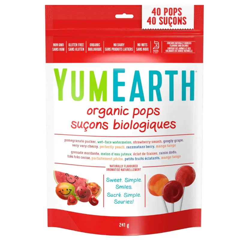 Yumearth Organic Assorted Fruit Lollipops – 241G Gluten-Free & Non-Gmo 1